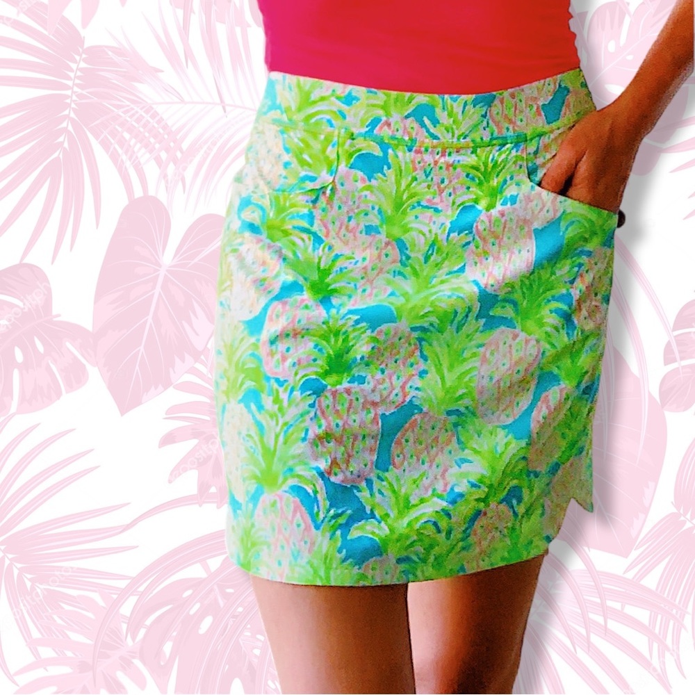 NWOT RLX Ralph Lauren Tropical 🌴🍍Pink &Green Printed Stretch Golf Skort Size S